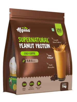 Alpino Supernatural Peanut VEGAN Protein Powder – Cold Coffee Flavor, 25g Plant-Based Protein