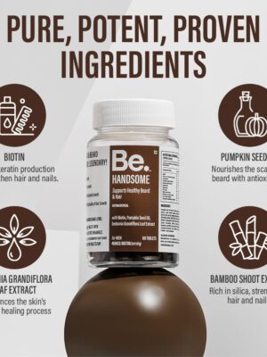 Be. Handsome Biotin Tablets for Men – Hair Growth & Beard Enhancement with Pumpkin Seed Oil & Vitamin B12
