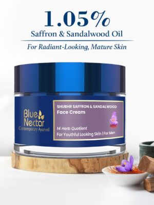 blue nectar Blue Nectar Men’s Face Cream – Natural Skin Brightening & Anti-Aging with Sandalwood, Saffron & Almond Oil, 50g
