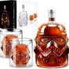 Melbify Brucelle Whiskey Decanter Set – 750ml Decanter with 2 Double-Walled Borosilicate Glasses