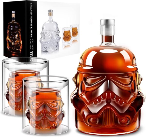 decantar star wars Melbify Brucelle Whiskey Decanter Set – 750ml Decanter with 2 Double-Walled Borosilicate Glasses