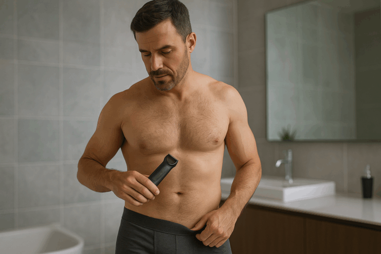 man removing body hair