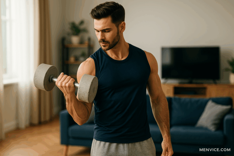 man workout at home