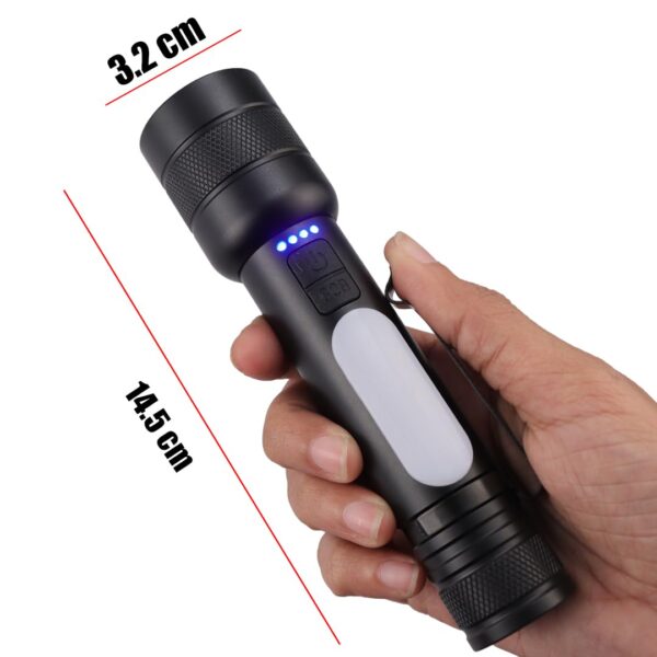 Rechargeable LED Torch with Power Bank & Telescopic Zoom