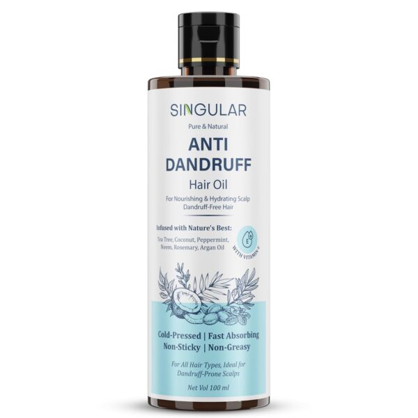 Singular Anti-Dandruff Hair Oil – Pure Cold-Pressed Ayurvedic Blend with Tea Tree, Neem & Peppermint, 100ml
