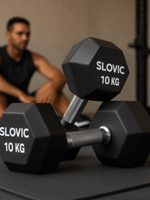 Slovic 20KG Dumbbell Set (10KG x 2) – Hexa Rubber-Coated Dumbbells for Home & Gym Workouts