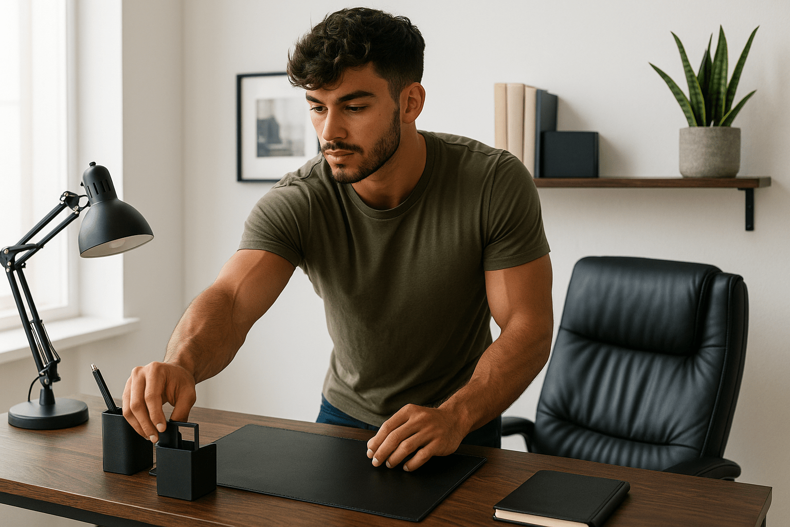 How to Turn a Small Office Into a Bold, Masculine Workspace 1 small office decor 1