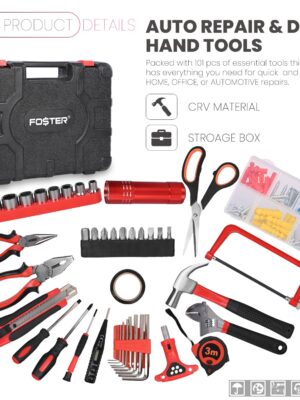 tools kit FOSTER FHT-906 – 100-Piece Professional Tool Box with Heavy-Duty CVR Case